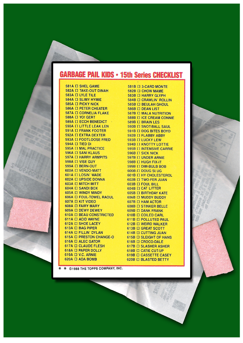 Thumbnail: Back of Garbage Pail Kids Original Series 15 custom made binder.