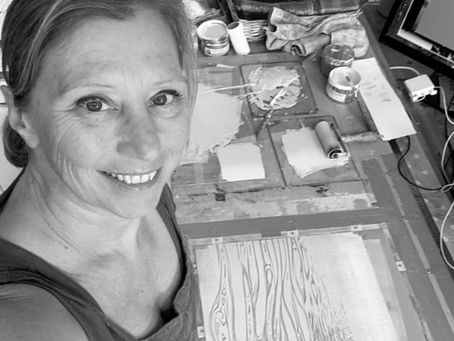 Hazel in her workshop