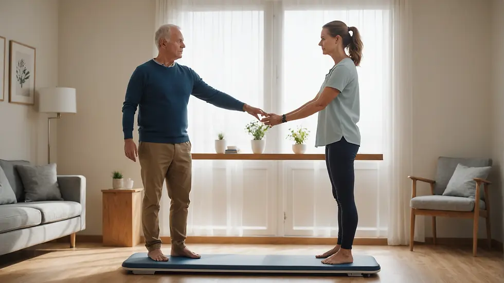 Patient performing balance exercises