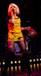 Picture of Debbie onstage 'hanging on the telephone'