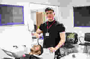 Photo of hair and beauty student in training salon at Barnsley College