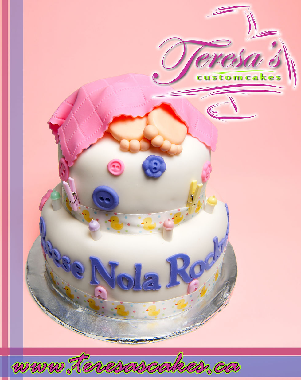 Baby Feet Two Tier Shower Cake