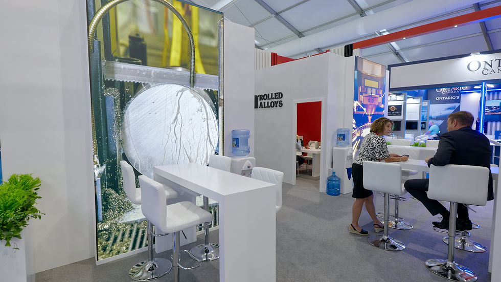 Rolled Alloys branded aerospace exhibition stand at Farnborough