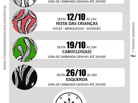 Calendário outubro 2018