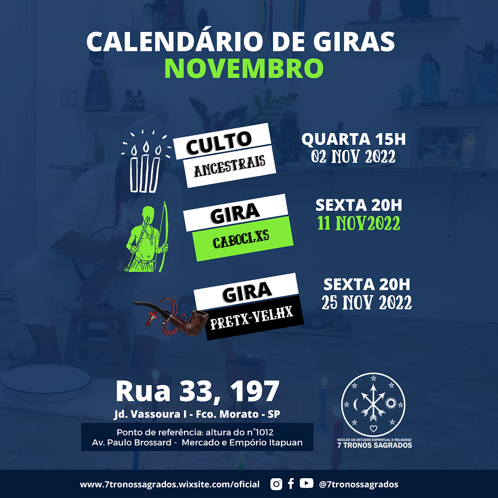 Calendário de giras novembro 2022