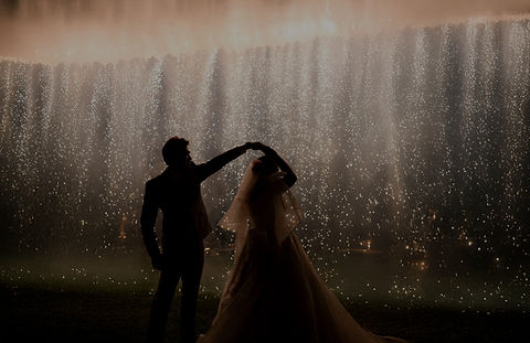 Romantic luxury wedding reception with sparkling lights in Northern Thailand.