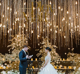 Wedding stage in a hotel decorated with crystal