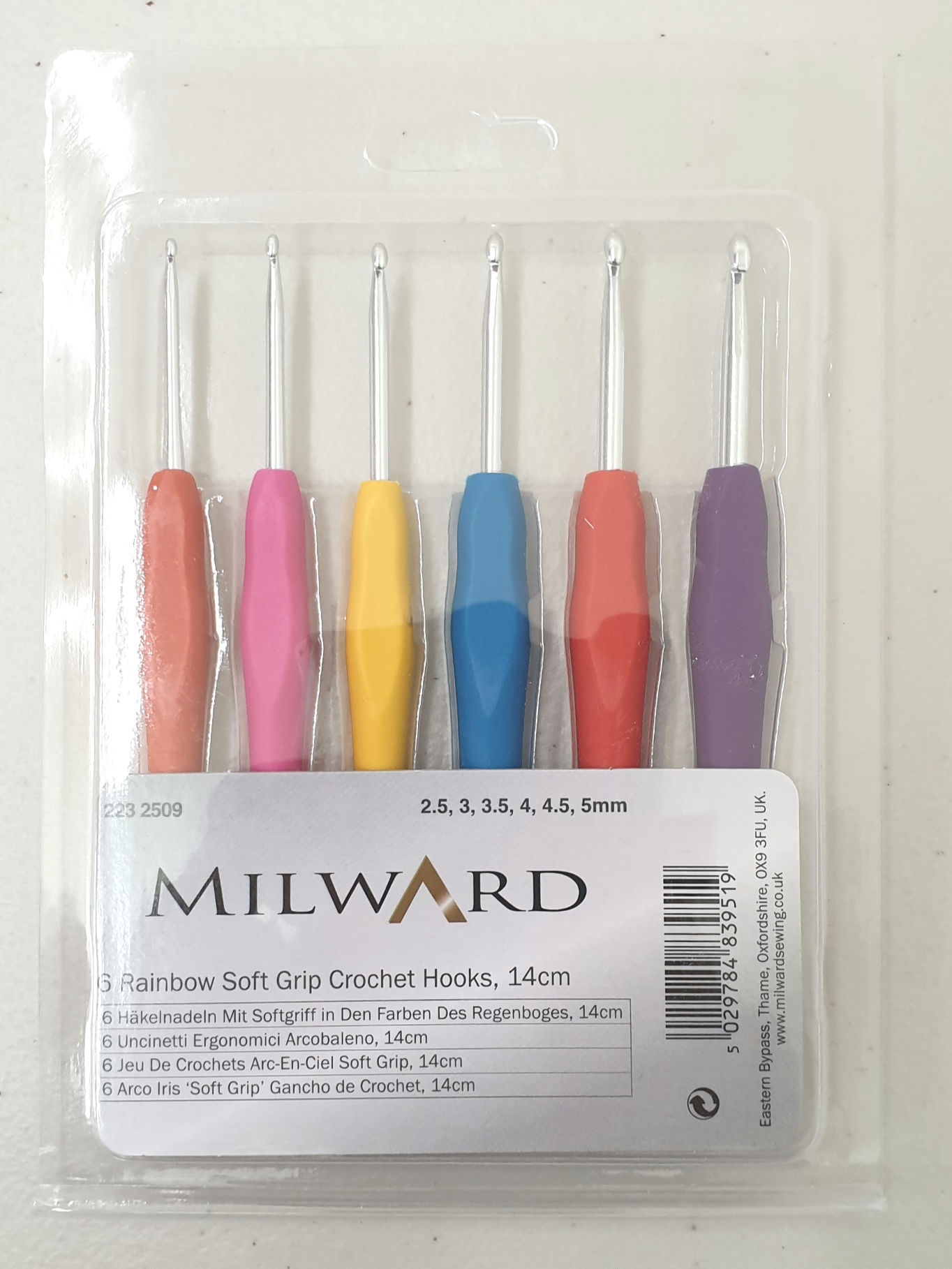 Milward Rainbow 6  Soft Grip Crochet Hooks