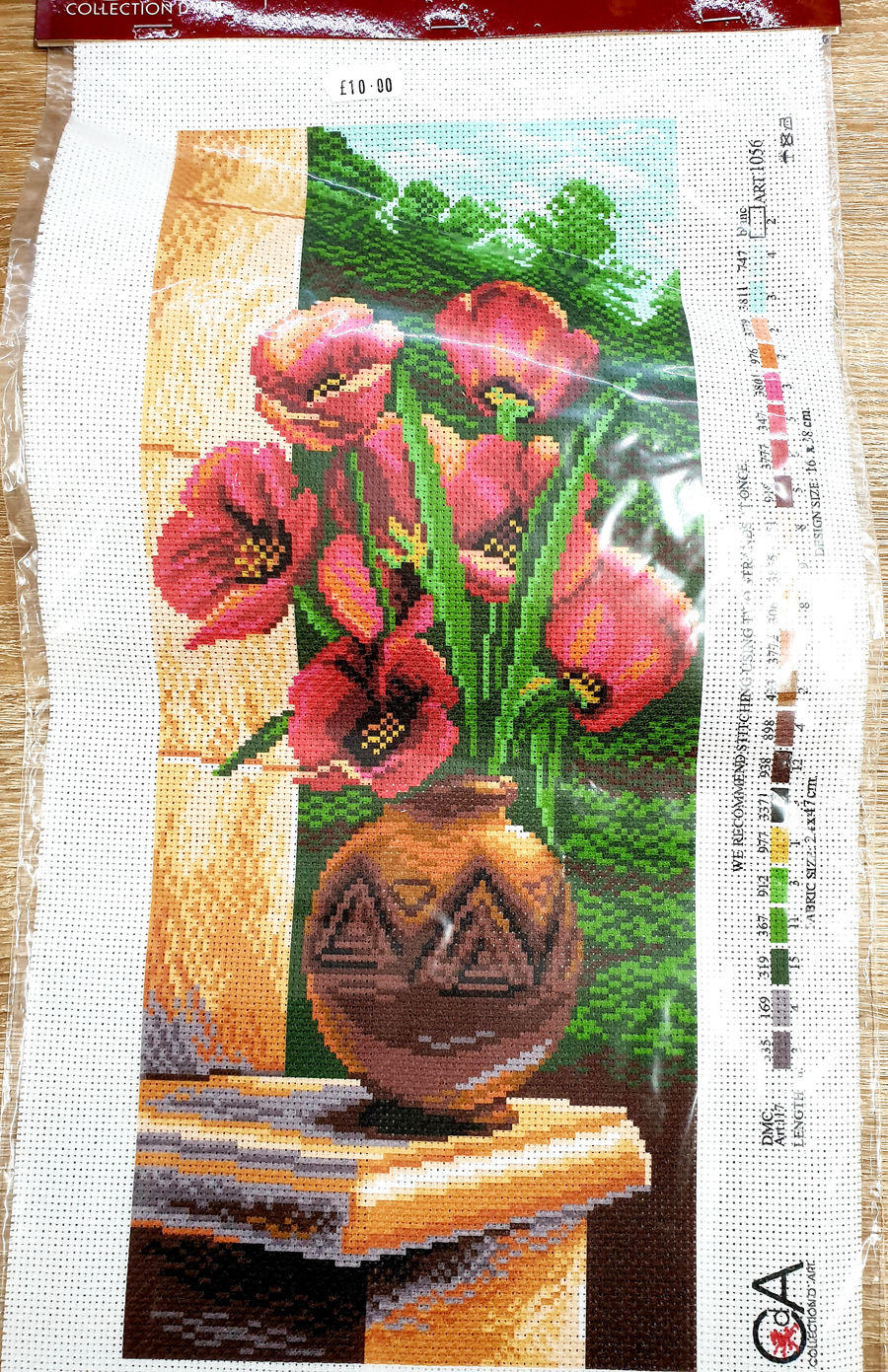 Thumbnail: Printed Aida  Embroidery or Cross Stitch Poppies, Owl, Horse & Tiger