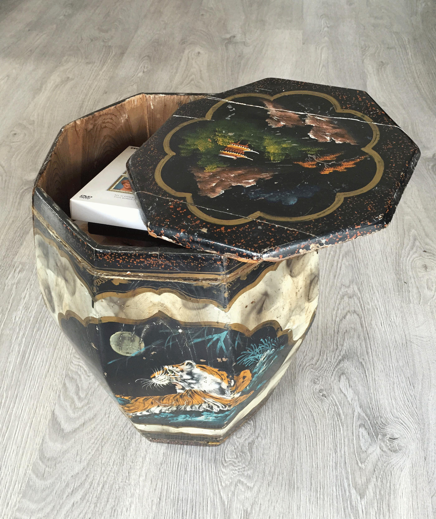 Painted Chinese Box Lid Askew