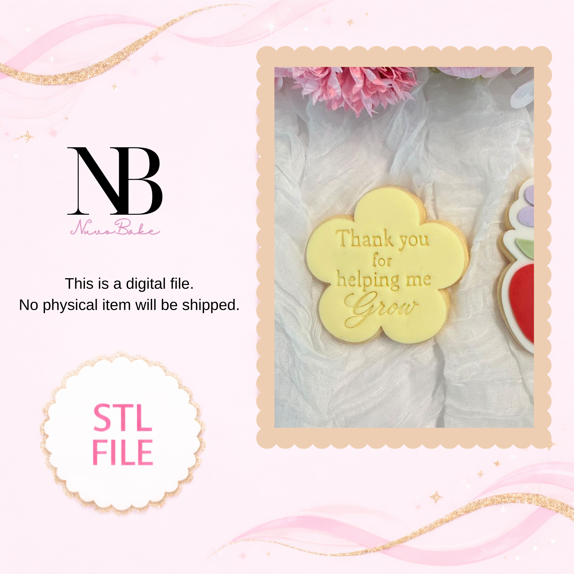 Thank you for helping me grow - Cutter and Stamp (Digital STL file)