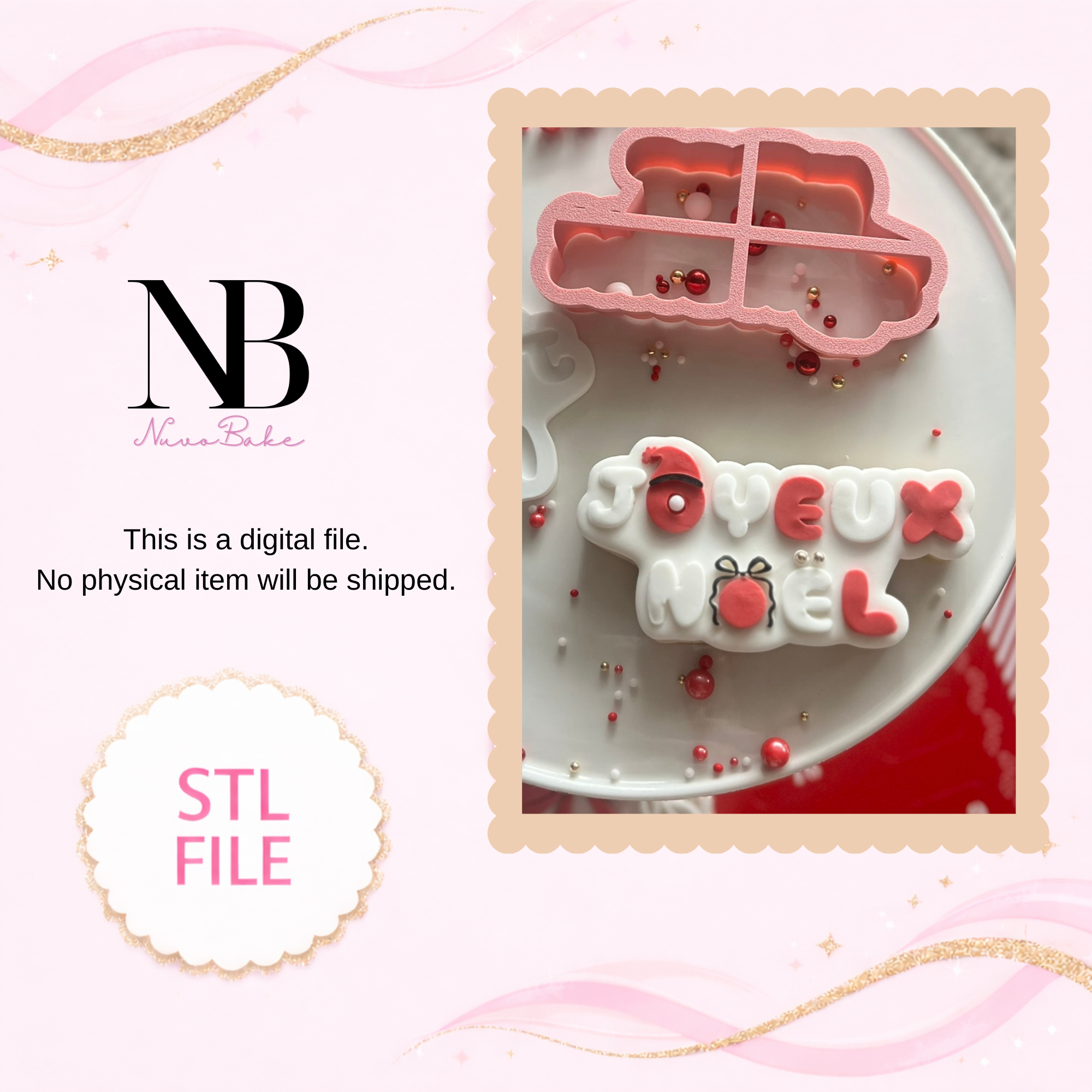 Joyeux Noel - Stamp and cutter (Digital STL file)