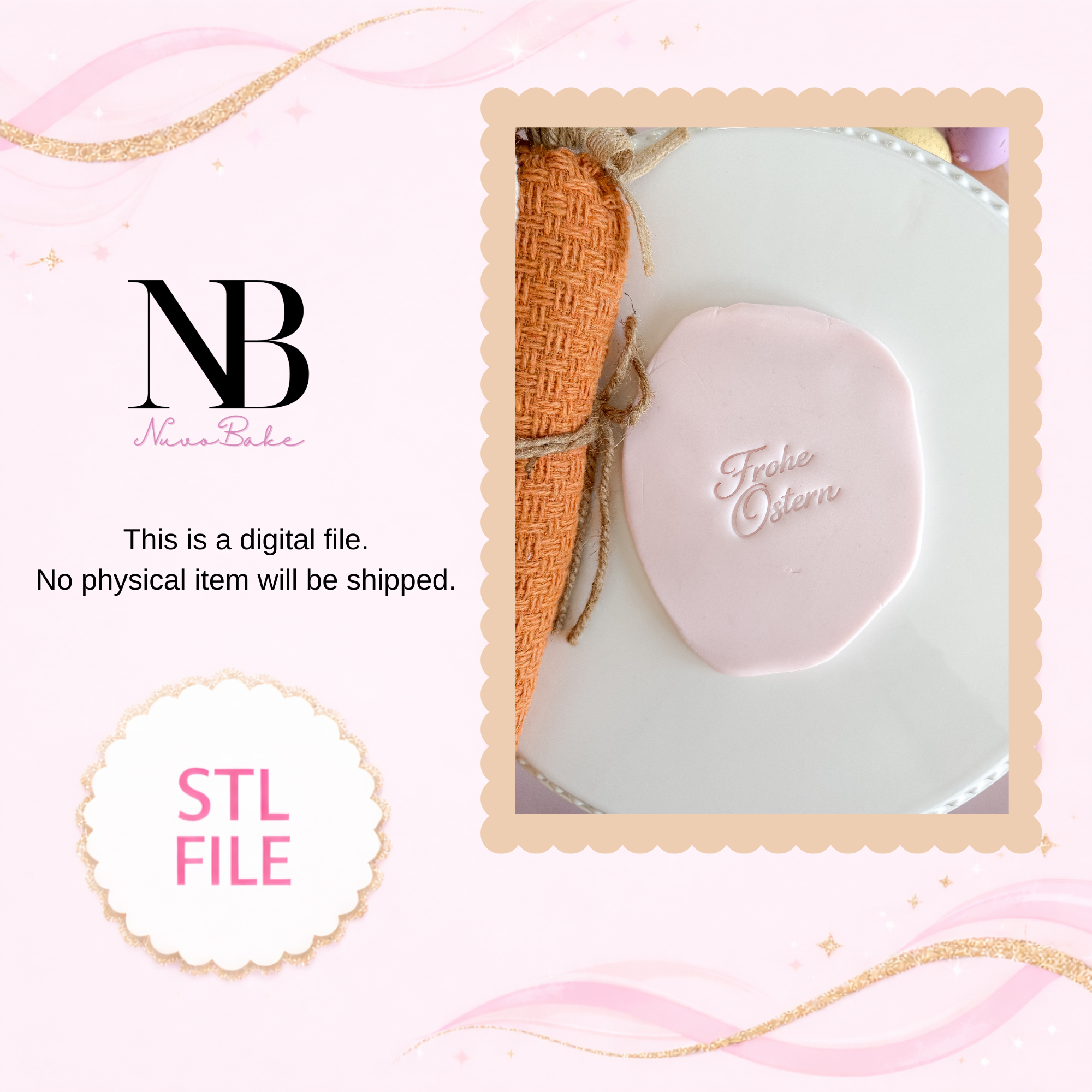 Frohe Ostern - stamp (Digital STL file)
