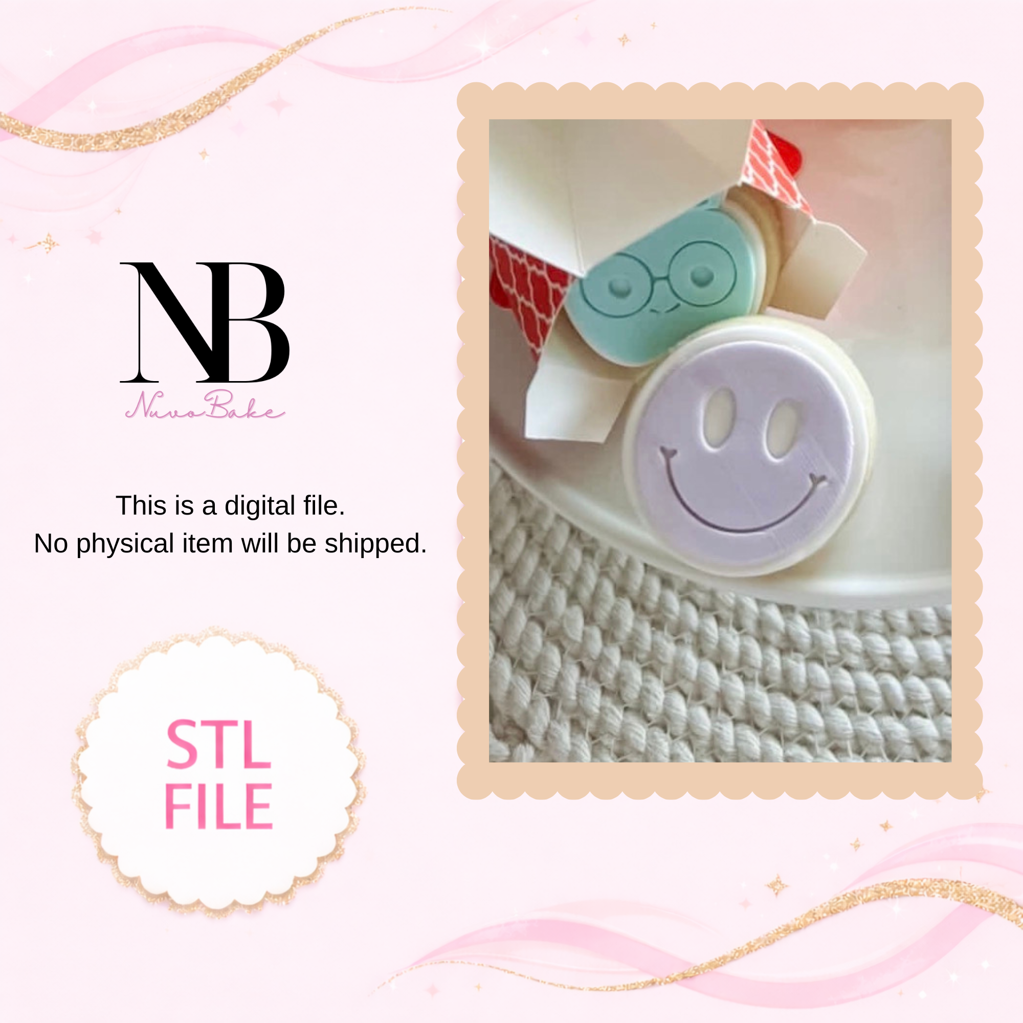 Mini Smiley face - Cutter and Stamp (Digital STL file)