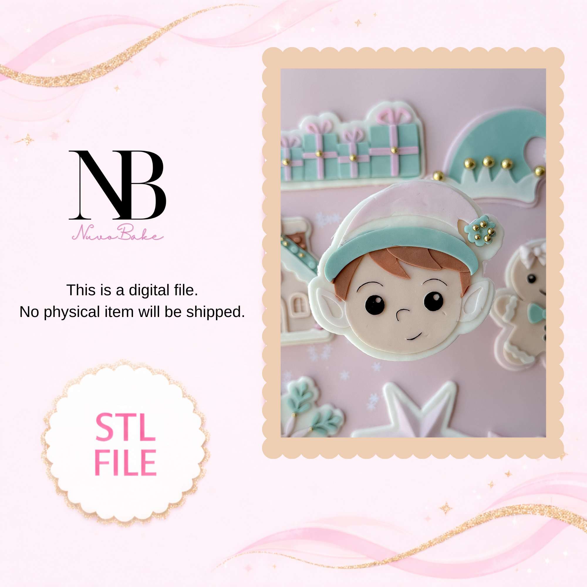 Jolly elf face - Stamp and cutter (Digital STL file)