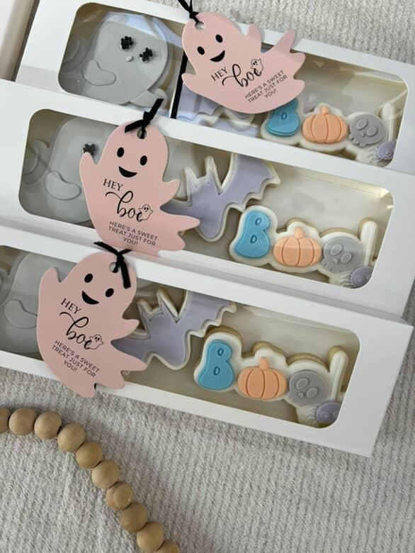 Miniature : « Boo » avec citrouille, crâne et araignée suspendue tampon et emporte-pièce