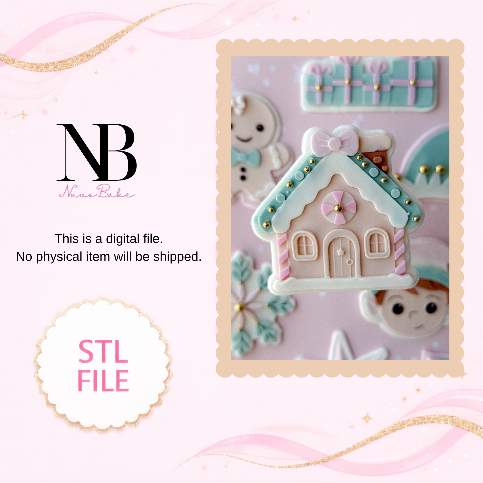 Gingerbread house - Stamp and cutter (Digital STL file)