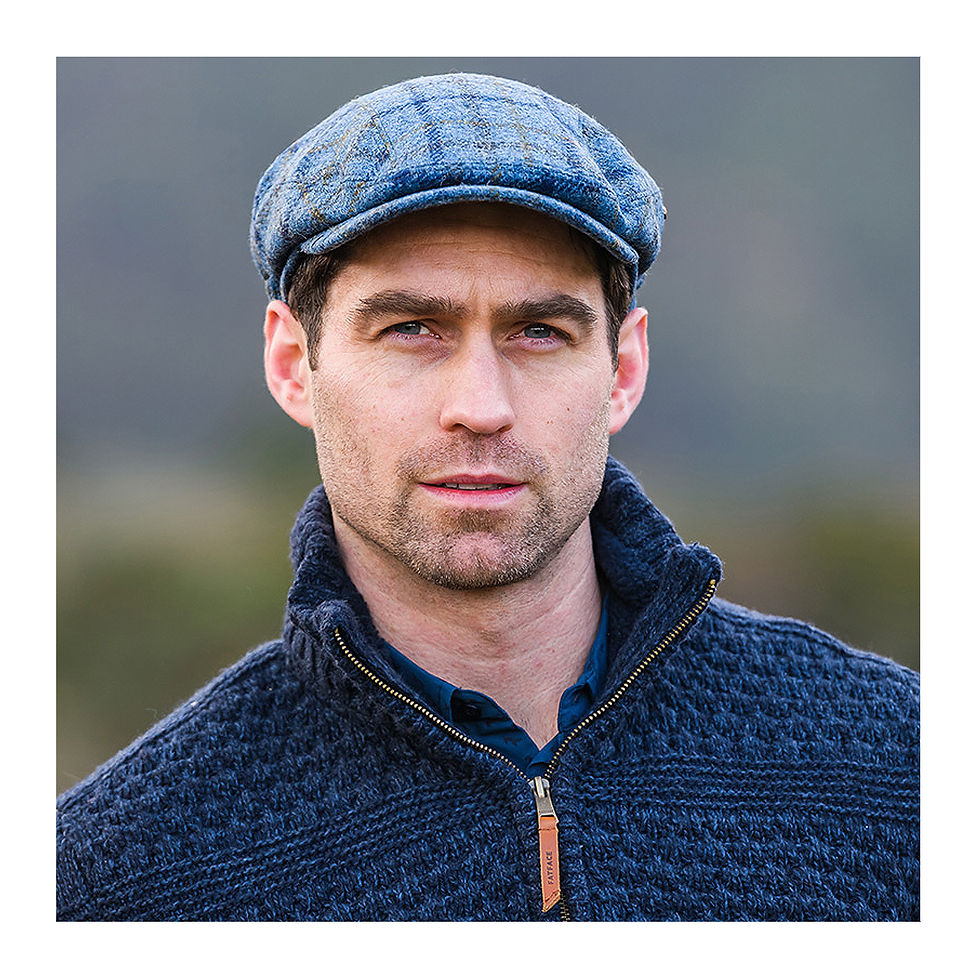 Thumbnail: Mucros Weavers Irish Tweed Mens Kerry Cap -  Blue Green Check (331)