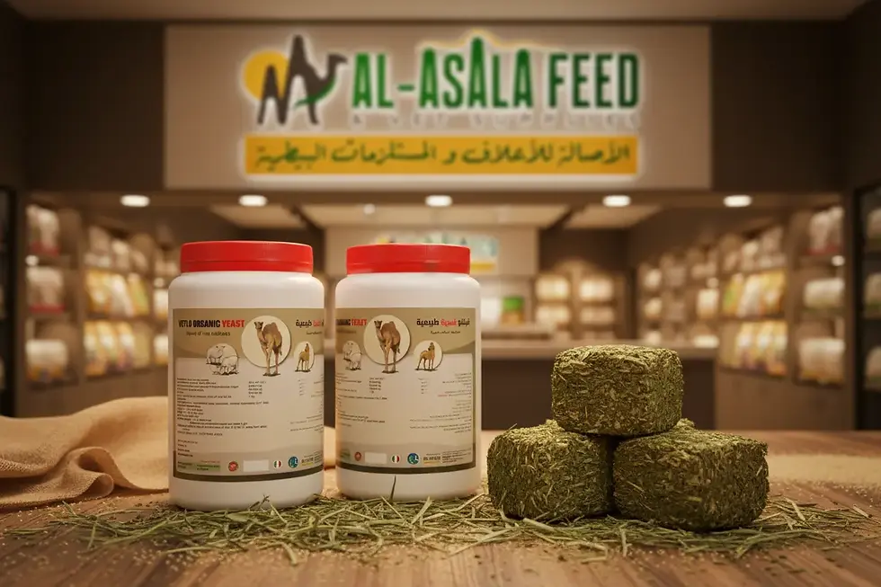 Close-up of alfalfa hay bales stacked in a barn