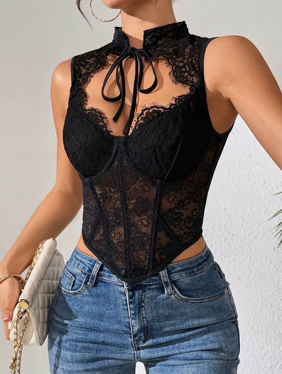 Thumbnail: Black Lace Vintage Gothic Corset 