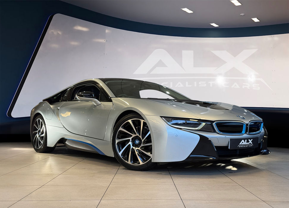 BMW i8 Finished in Ionic Silver metallic with a Full Amido Black i Spheric perforated leather interior. This stunning BMW I8 is offered in fatnastic condition having covered just 42,500 miles from new.