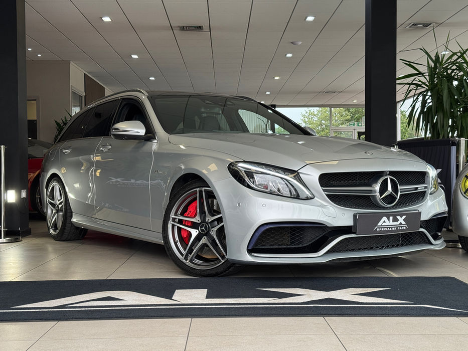 Mercedes C63S AMG Premium Finished in Iridium Silver metallic with a Full Black Nappa leather interior. This stunning W205 C63 AMG S Estate is offered in exceptional condition having covered just 53,100 miles from new. This highly sought after fast estate is the AMG "S" model which gives the car an additional 34bhp, an Electric limited slip differential, Larger front brakes and Dynamic engine mounts. The car also boasts a fantastic factory specification being the Premium model which gives the car a Glass Panoramic sunroof, Burmester surround sound audio and 360 surround cameras and in addition to that has also been fitted with the Head up Display. The car boasts a Full Mercedes-Benz main dealer service history and will be sold with a 6 month comprehensive warranty with the option to extend up to 24 months.