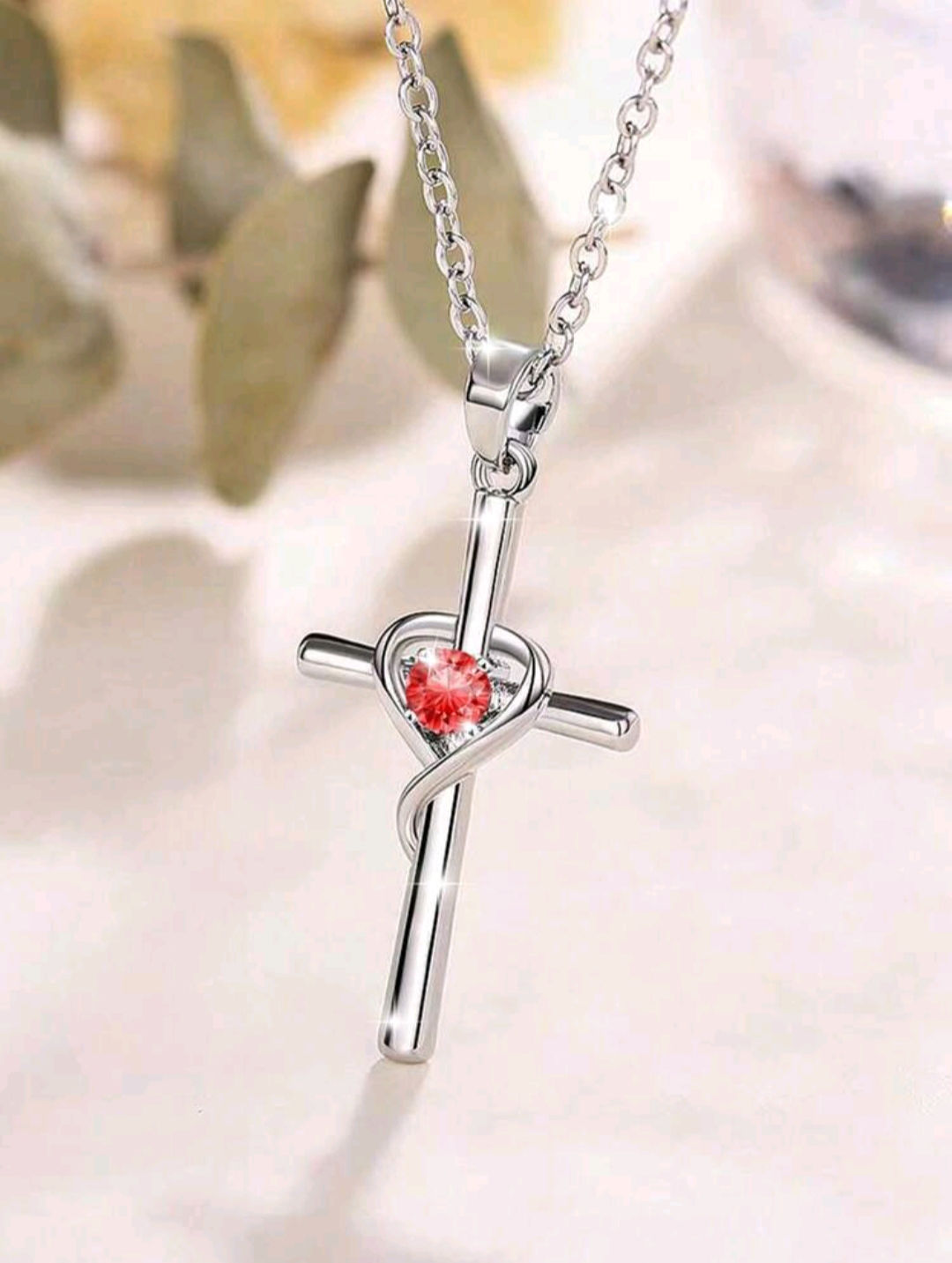 "His Gift" Light-Reflecting Sterling Silver Cross Necklace 