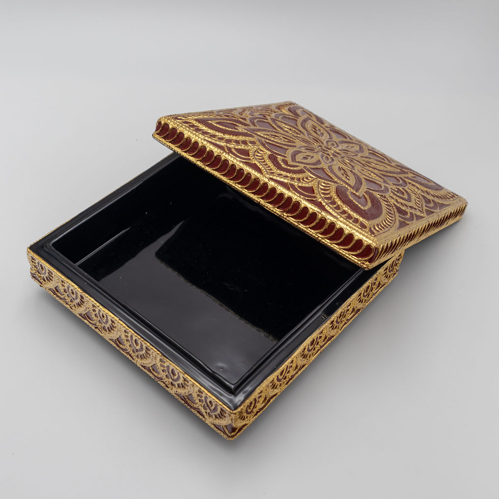 Thumbnail: 8" x 8" Golden Embossing lacquer Box