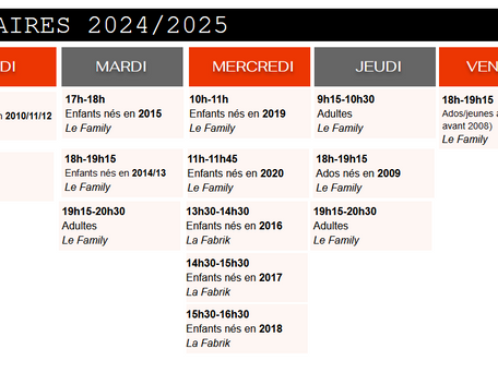Inscriptions pour la saison 2024/2025