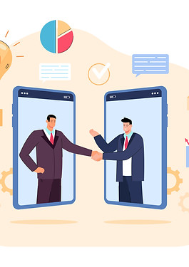 Business men signing contract online flat vector illustration.jpg