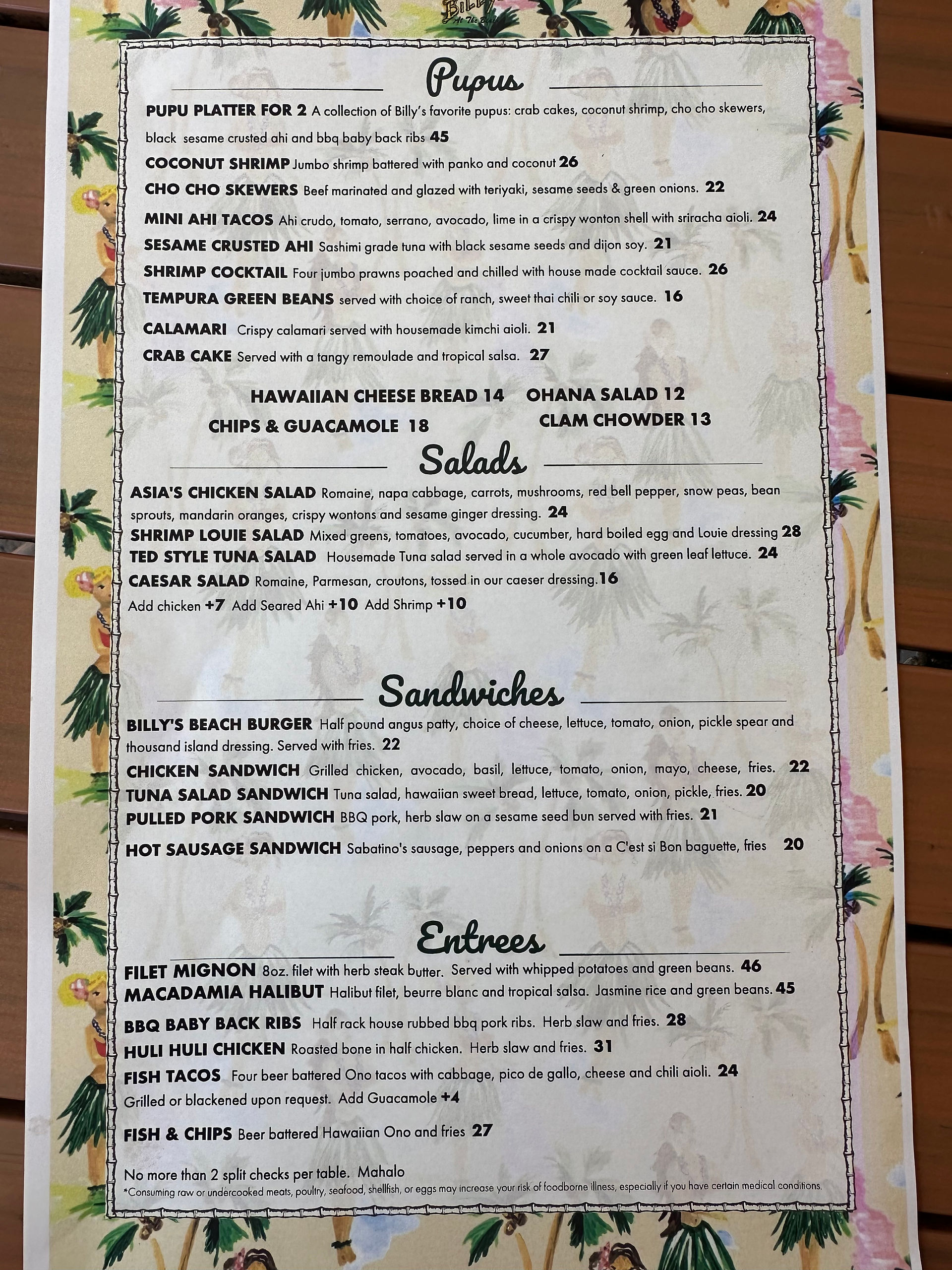 Brunch menu