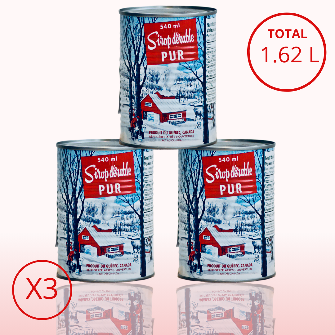Lot de 3 cannes de sirop d'érable - Ambrée goût riche 540ml