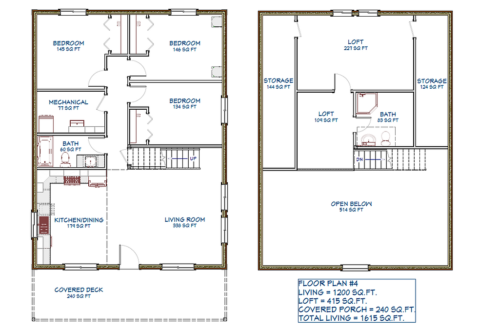 Floor Plan #4 Both Floors Rendering