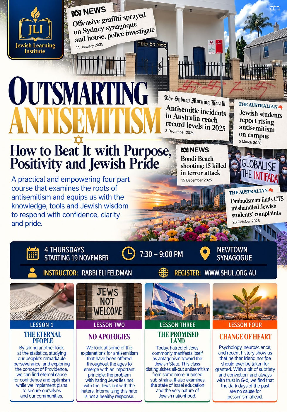 JLI Course: Outsmarting Antisemitism: How to Beat It with Purpose, Positivity and Jewish Pride