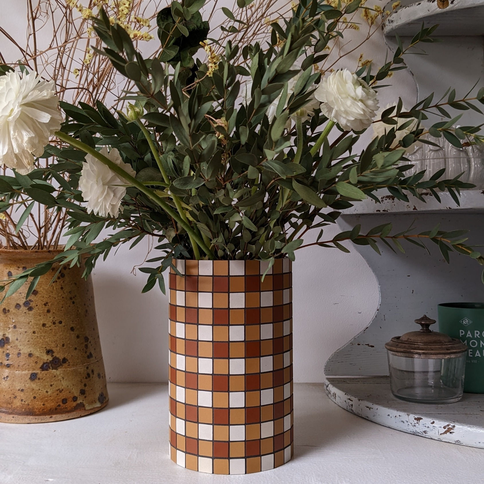 Gingham Vase - Terracotta