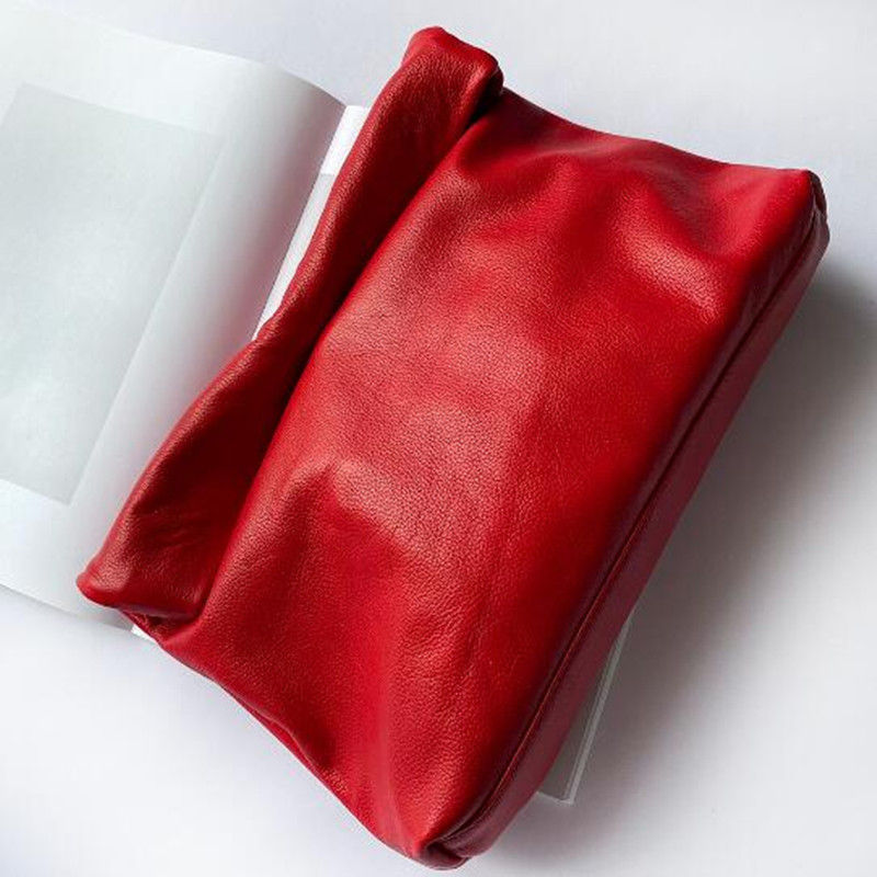 Personality roll-edge leather bag lazy casual leather soft bag Phone Women Hig