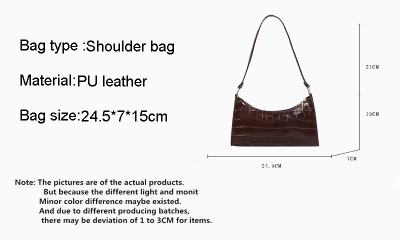 Thumbnail: Fashion PU Leather Bags for Women Alligator Pattern Armpit Handbag Female Small 