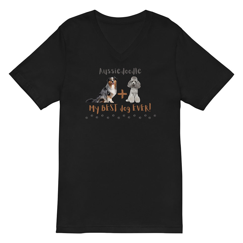 Thumbnail: Black Unisex Short Sleeve V-Neck T-Shirt Canva 3005 Aussiedoodle Best Dog