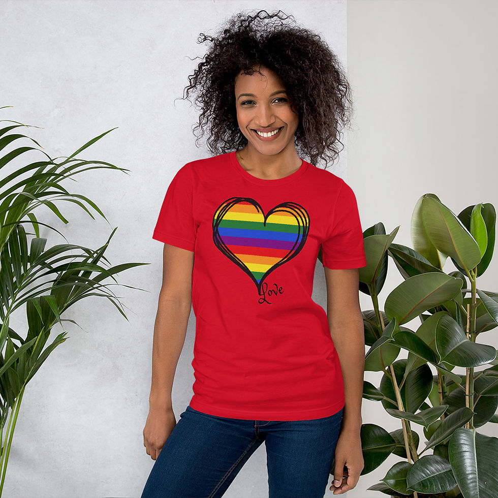 Thumbnail: Bella Canvas 3001 T-Shirt Rainbow Heart Red