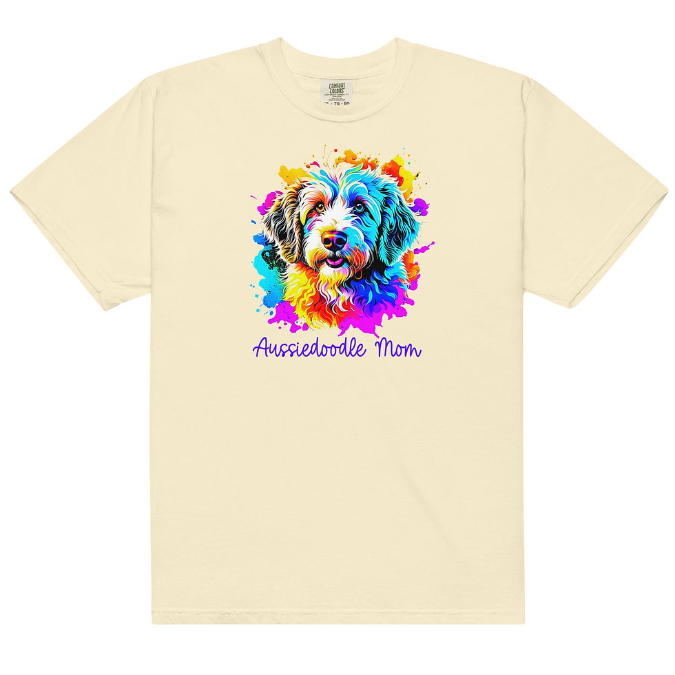 Thumbnail: Aussiedoodle Mom IVORY with splashy colors Comfort Color T-Shirt