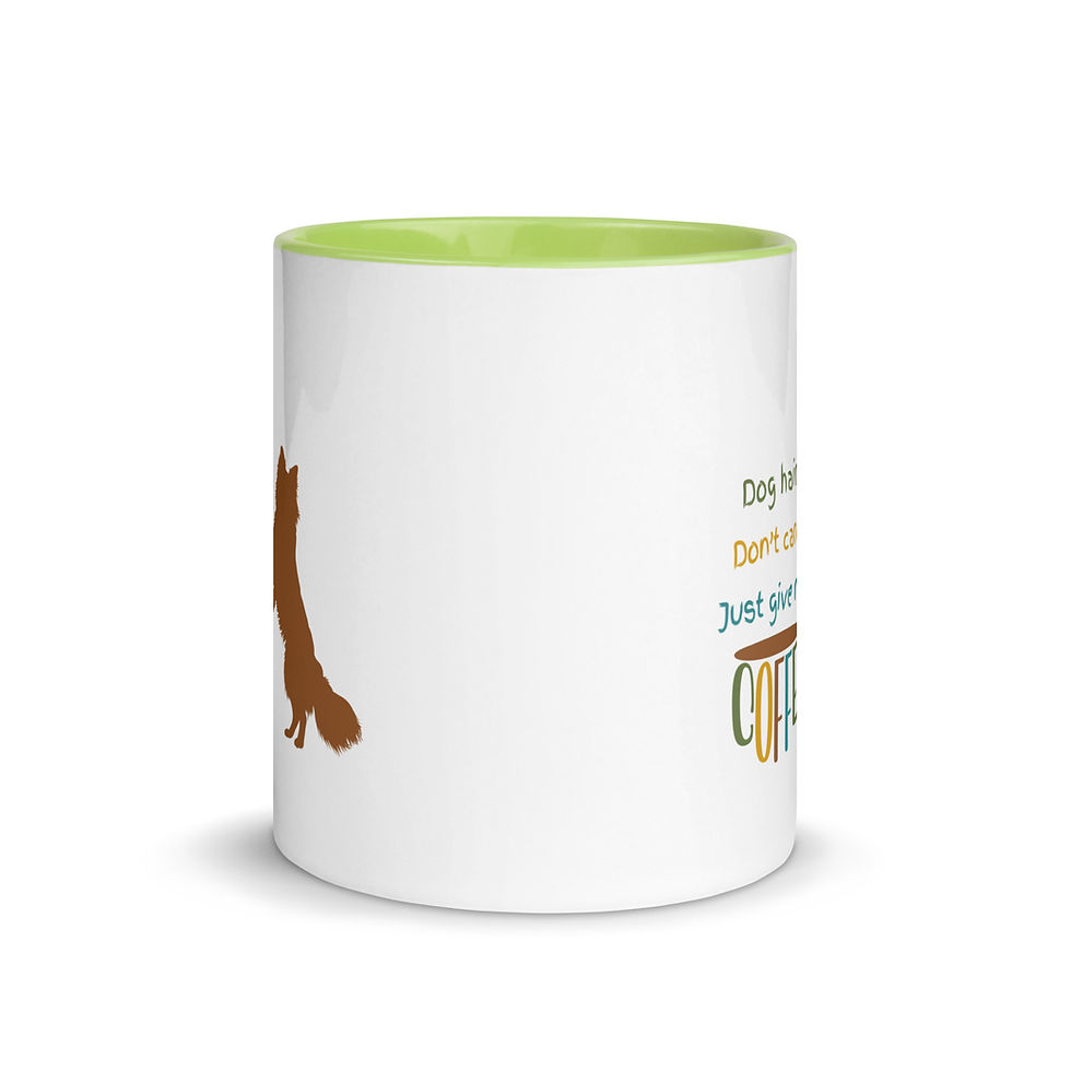 Thumbnail: Mug with GREEN Color Inside Dog Hair Don't Care Just Give me Coffee dog sillouette