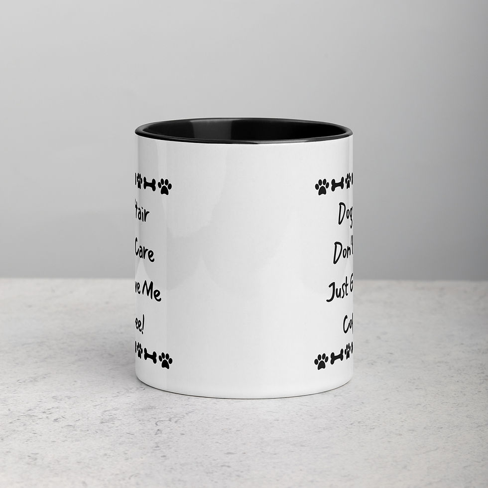 Thumbnail: 11oz Mug with Black Color Inside Dog Hair Don't Care Just Give me Coffee paw and bone