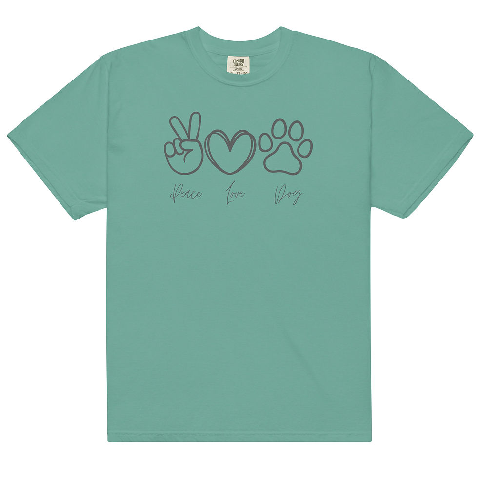 Thumbnail: Comfort Color t-shirt Unisex Peace Love Dog Seafoam