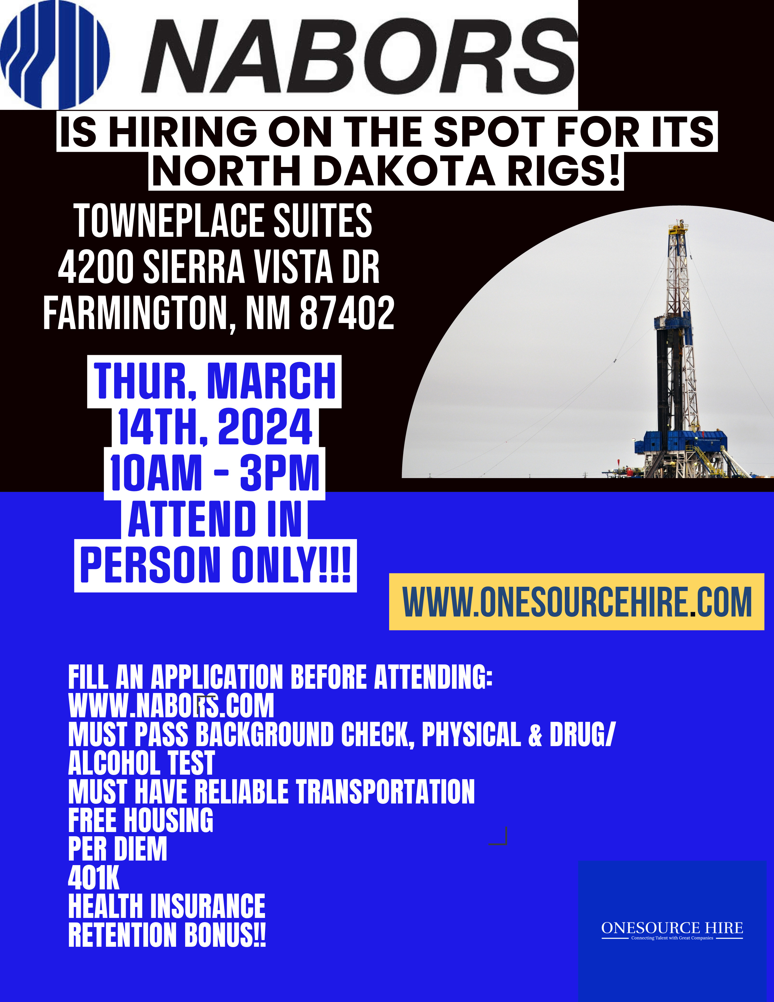 NABORS DRILLING HIRING EVENT FARMINGTON NM Onesource Hire