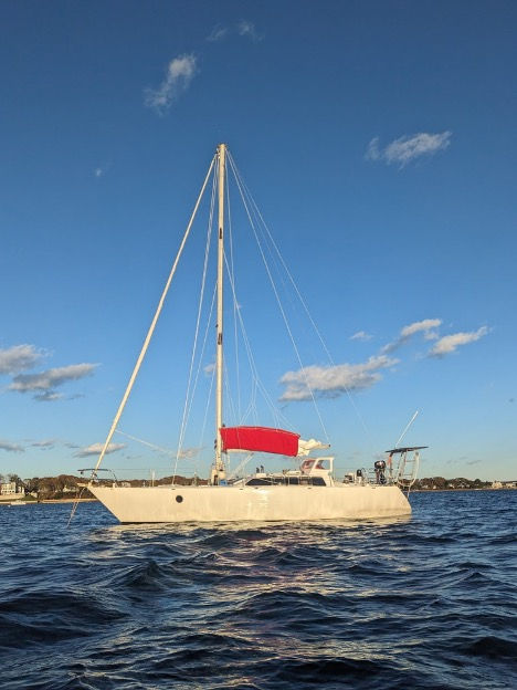 Karma at anchor somewhere off the Canadian East Coast. (Photo/ Karma)