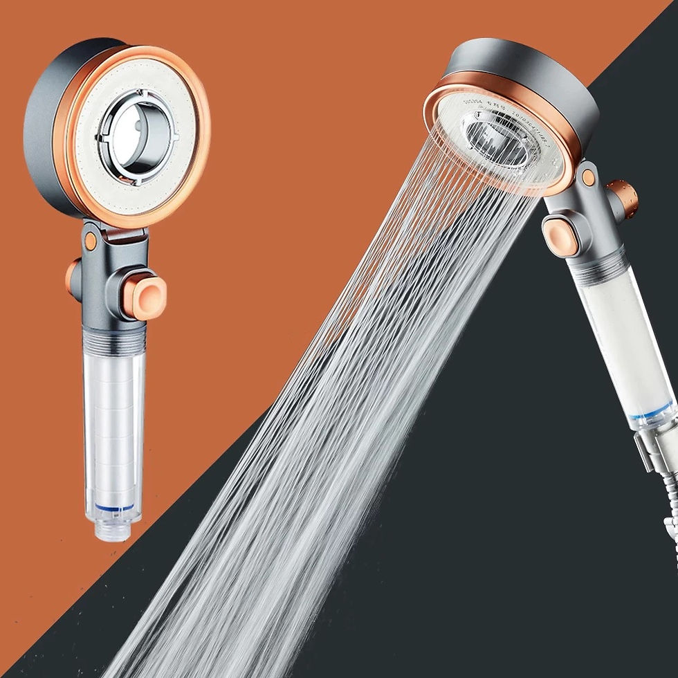Close-up view of a modern water-saving showerhead