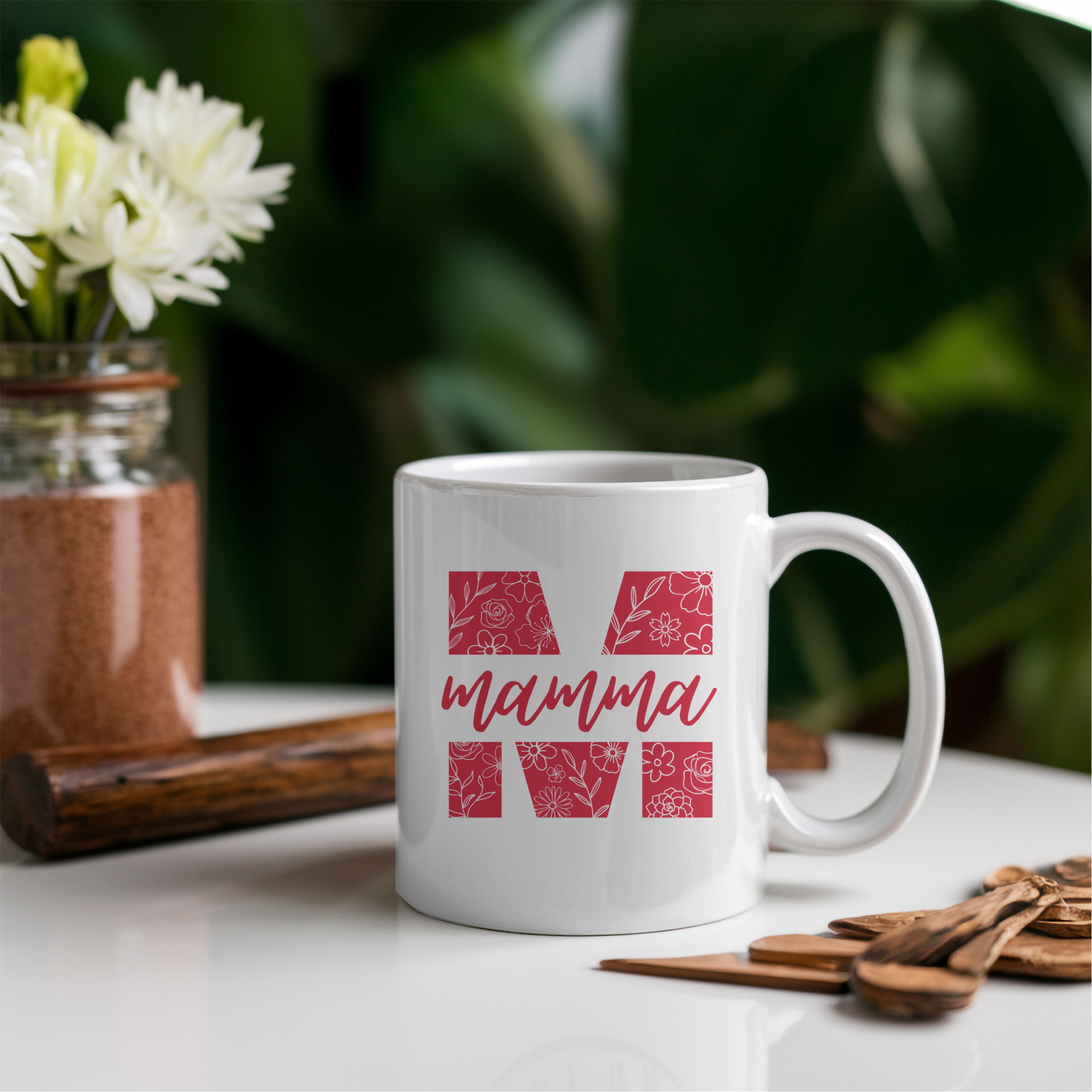 Krus - Mamma med blomstermotiv