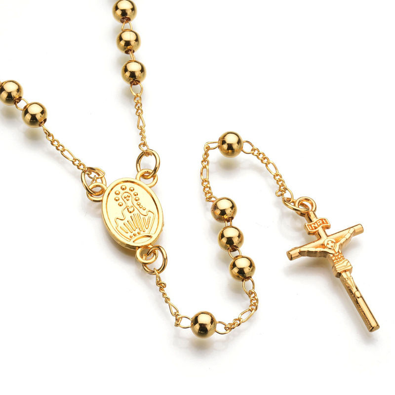 Thumbnail: Cross Bead Pendant Necklace, Cross Necklace