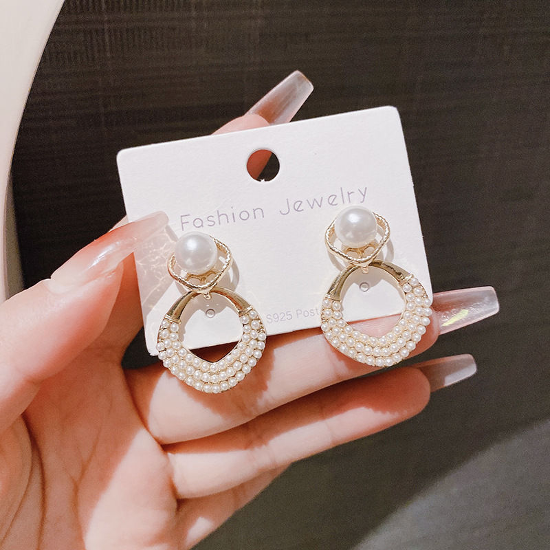 Thumbnail: S925 Silver Needle Pearl Earrings - Vintage Korean Style