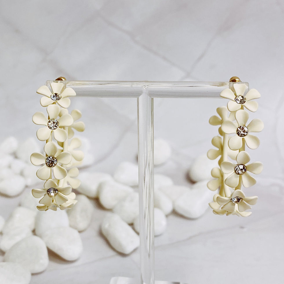 Thumbnail: Muted Flower Hoop Earrings